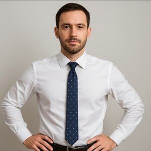 Schiaparelli Blue White Boxes Vintage Men's Necktie Tie